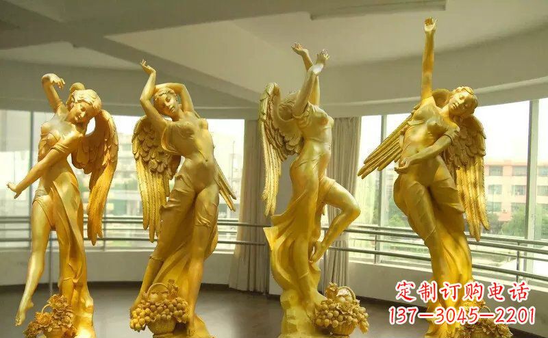 金华舞蹈四女神玻璃钢仿铜人物雕塑