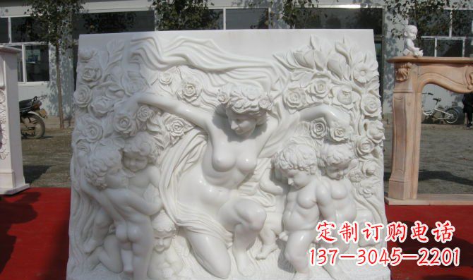 金华西方女人与孩子汉白玉浮雕