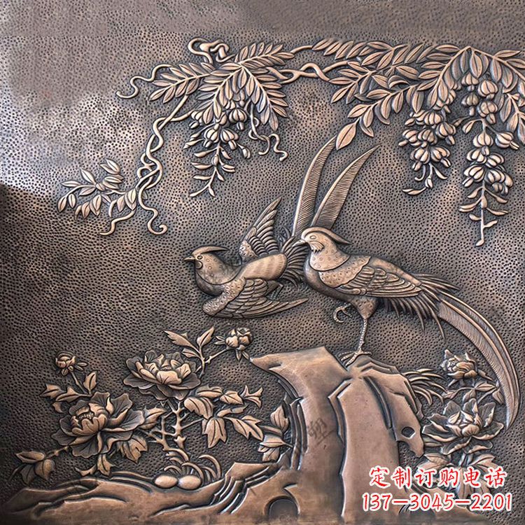 金华喜鹊紫铜浮雕装饰画