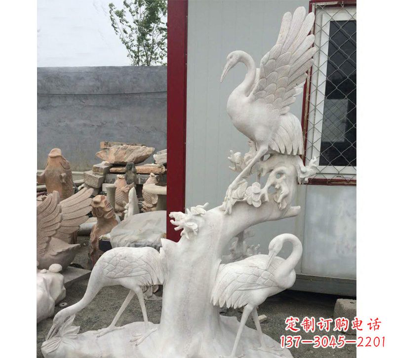 金华仙鹤松树石雕