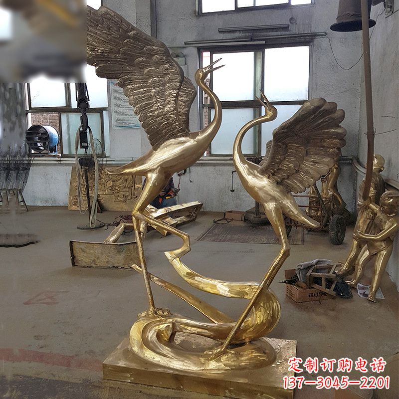 金华仙鹤铜雕景观