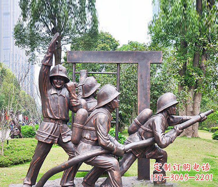 金华消防员人物铜雕 (2)