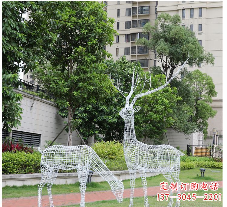 金华小区不锈钢镂空梅花鹿鹿雕塑