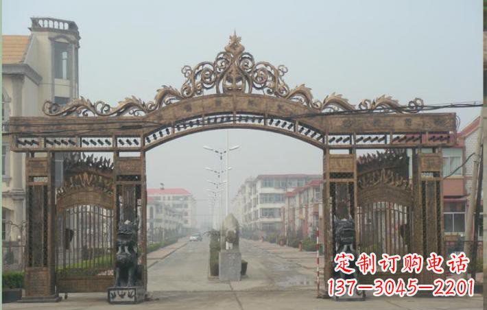 金华小区不锈钢门口牌坊雕塑