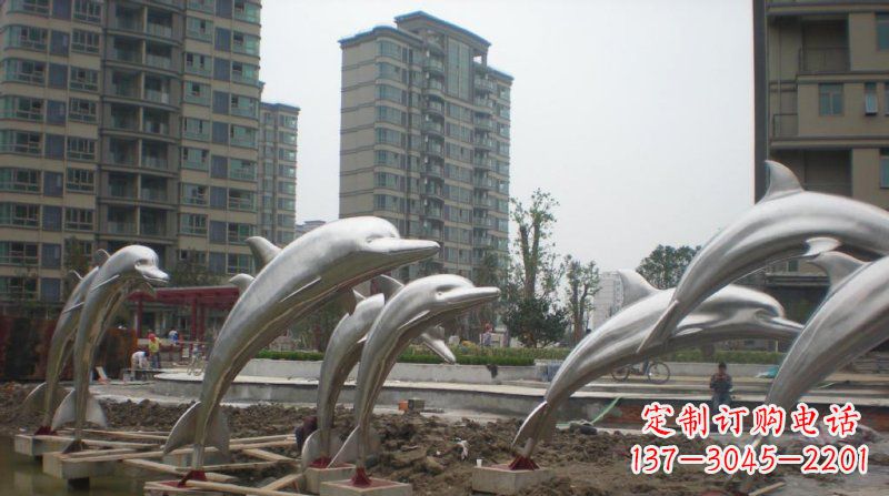 金华小区不锈钢跳跃海豚雕塑