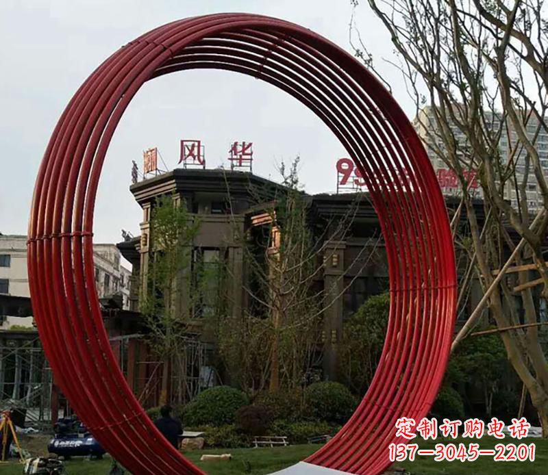 金华小区不锈钢圆环景观雕塑