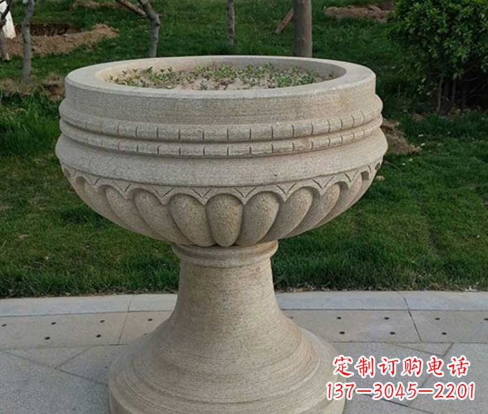 金华小区大理石花盆摆件石雕