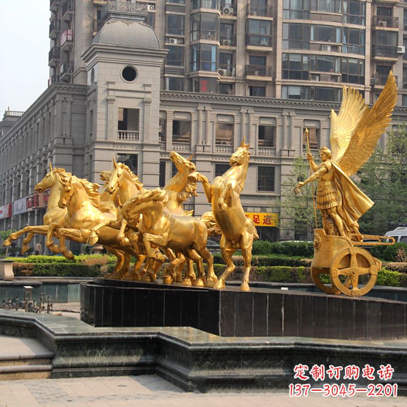 金华小区大门阿波罗战车鎏金景观铜雕