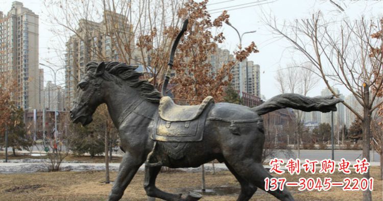 金华小区动物奔跑的马铜雕