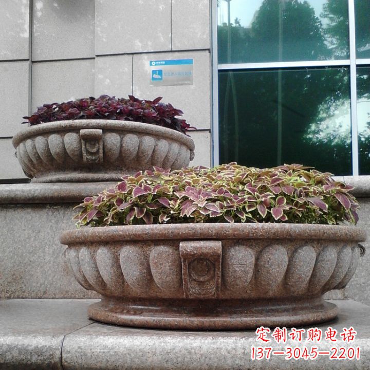 金华小区花岗岩石雕花盆