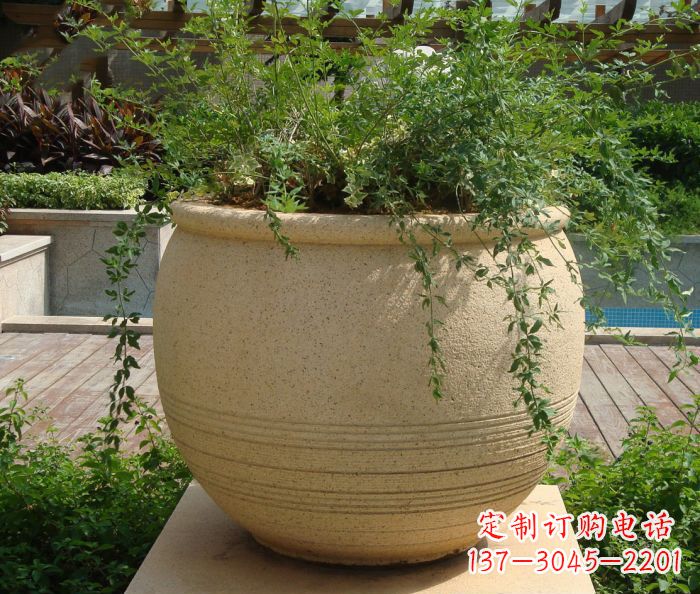 金华小区景观大理石花盆石雕 (2)