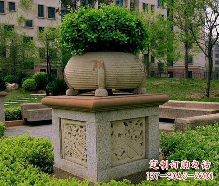 金华小区景观大理石花盆石雕 (3)