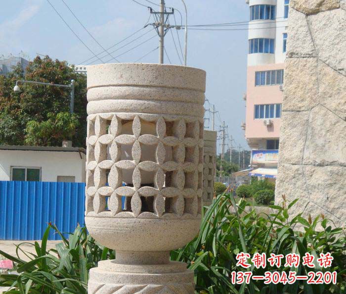 金华小区景观镂空石灯石雕