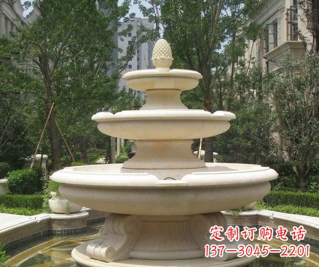 金华小区景观晚霞红多层喷泉石雕