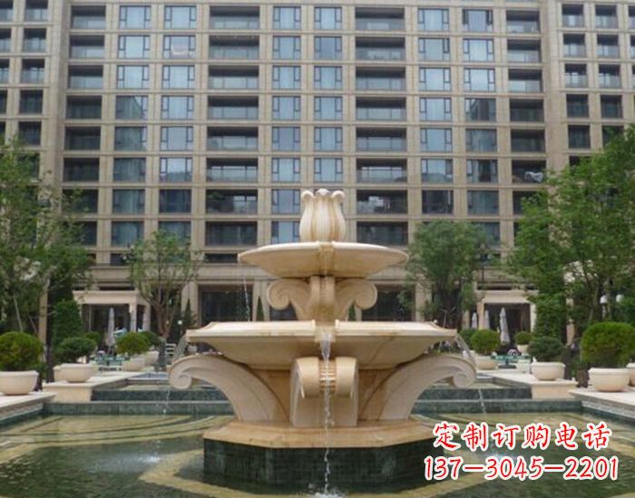 金华小区景观晚霞红喷泉石雕 (2)