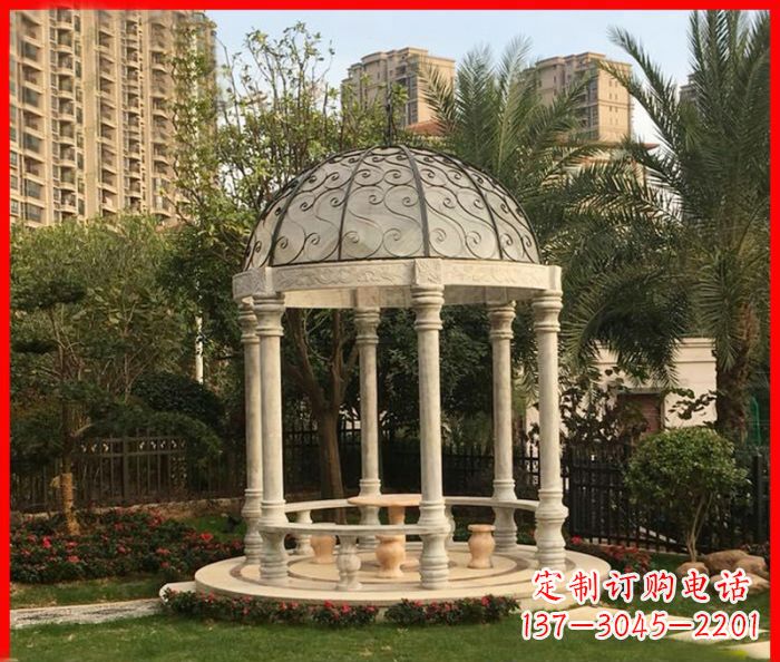 金华小区欧式圆顶凉亭石雕 (2)