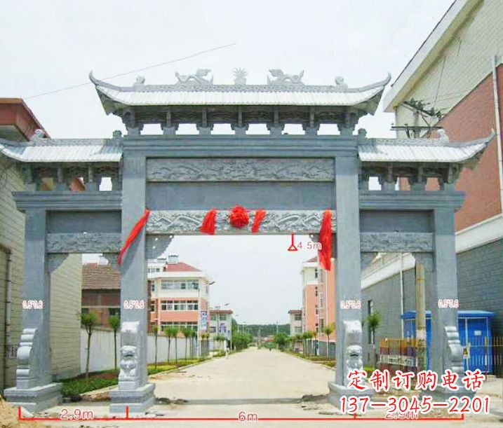 金华小区三门牌坊石雕