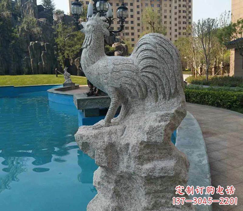 金华小区十二生肖鸡动物石雕