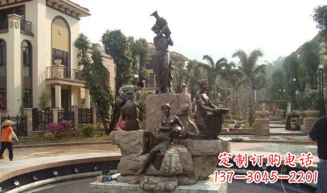 金华小区西方美女喷泉人物铜雕