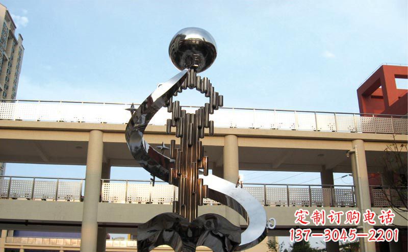 金华校园不锈钢抽象钥匙和书籍雕塑