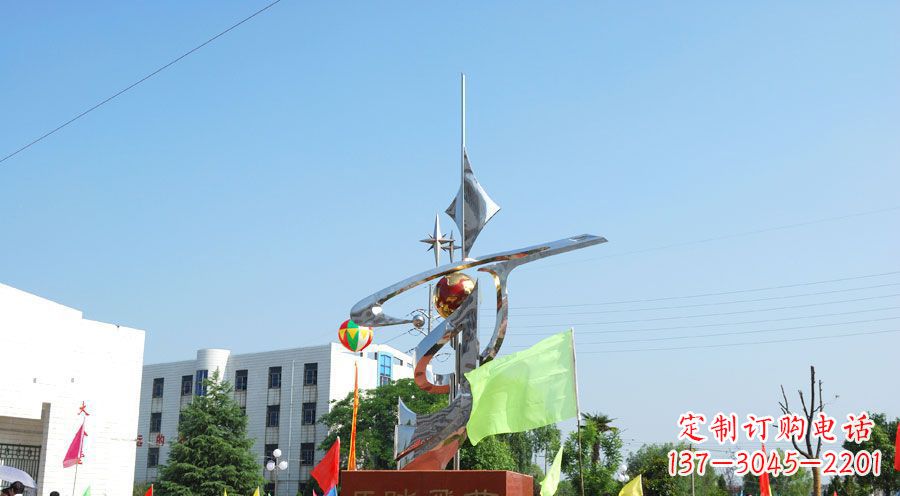金华校园不锈钢马踏飞燕地球雕塑