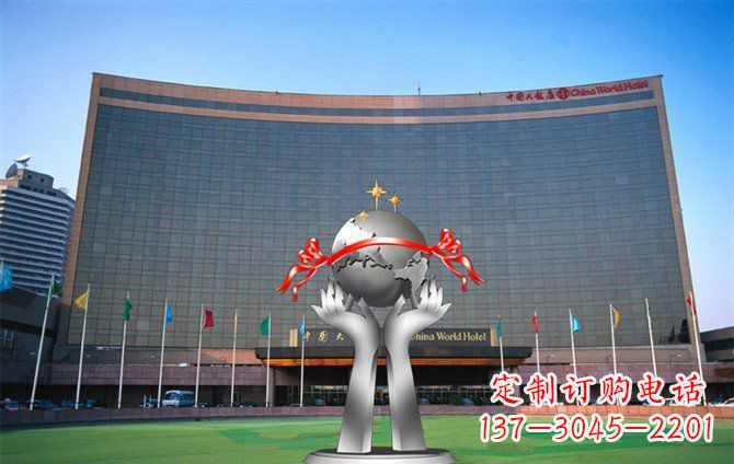 金华校园不锈钢双手捧地球雕塑