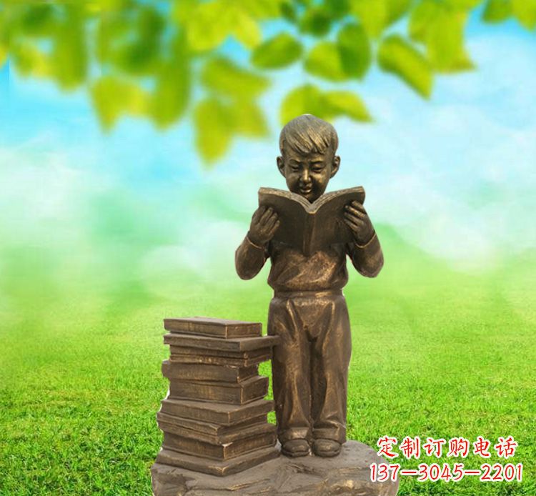 金华校园读书的小男孩铜雕