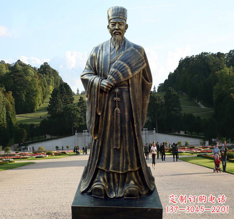 金华校园古代名人诸葛亮铜雕