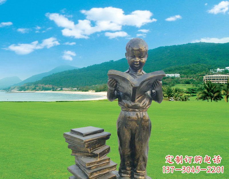 金华校园看书的小男孩雕塑