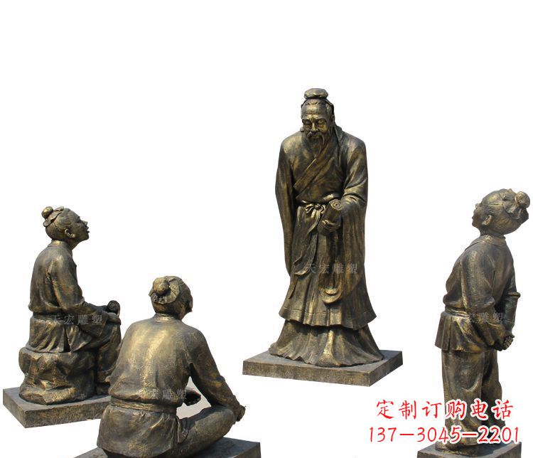 金华校园孔子讲学铜雕塑