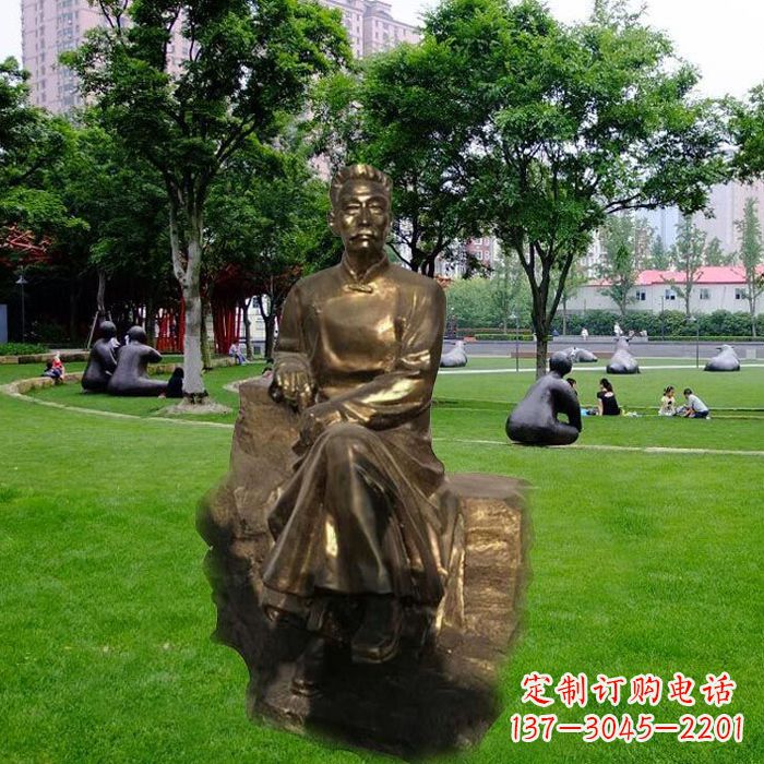 金华校园名人鲁迅先生玻璃钢仿铜雕像