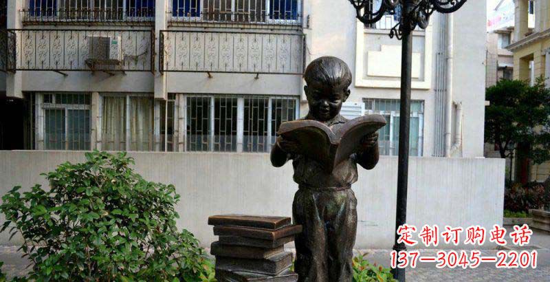 金华校园念书的小男孩景观铜雕