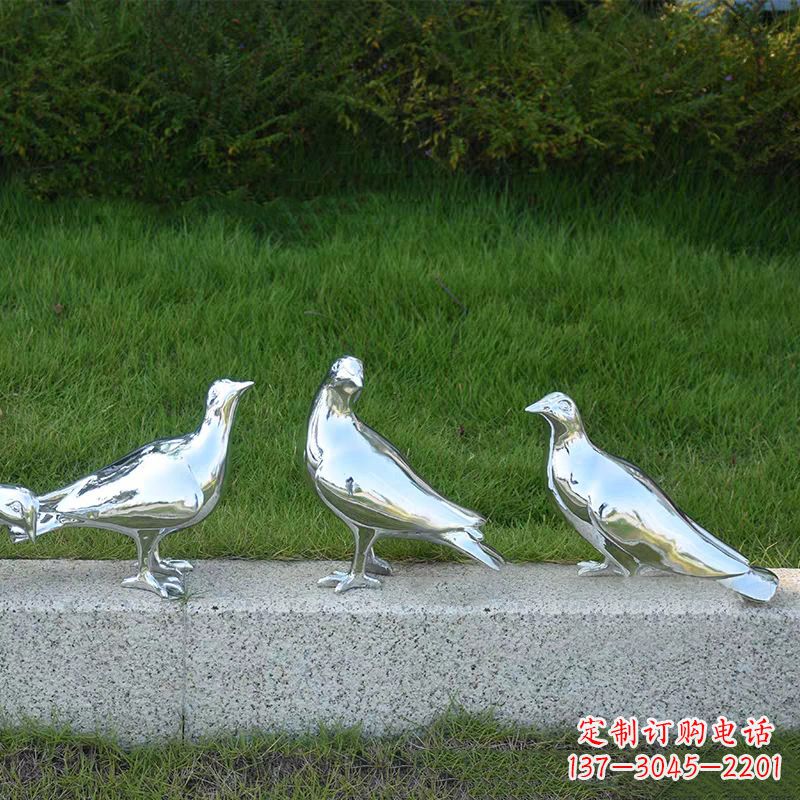 金华银白色不锈钢电镀鸽子雕塑摆件