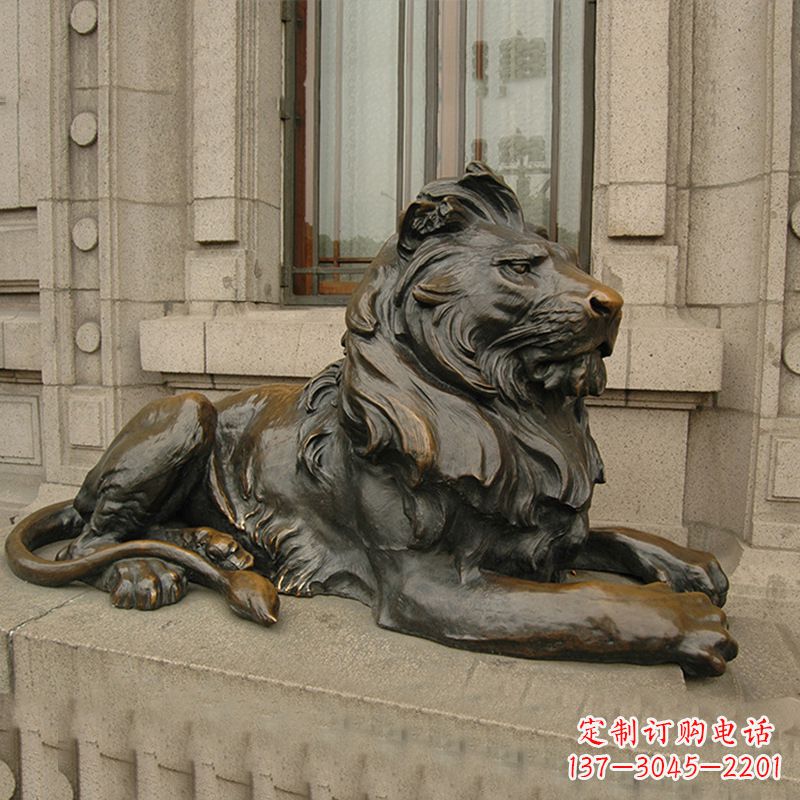 金华银行大门铜雕港币狮子看门动物雕塑