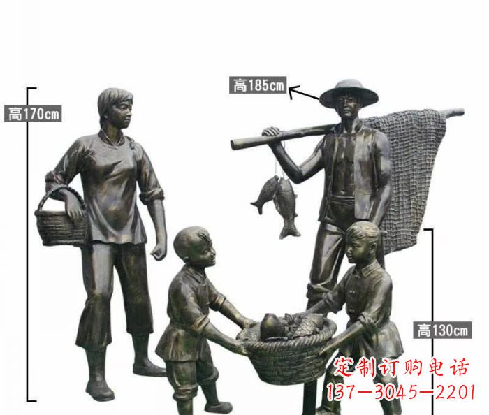 金华渔夫捕鱼民俗铜雕 (3)