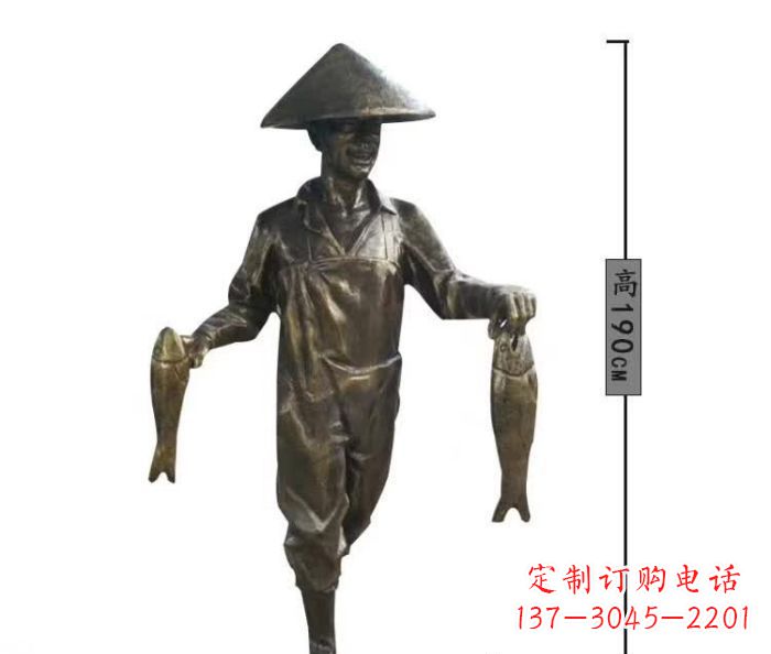 金华渔夫捕鱼民俗铜雕 (2)