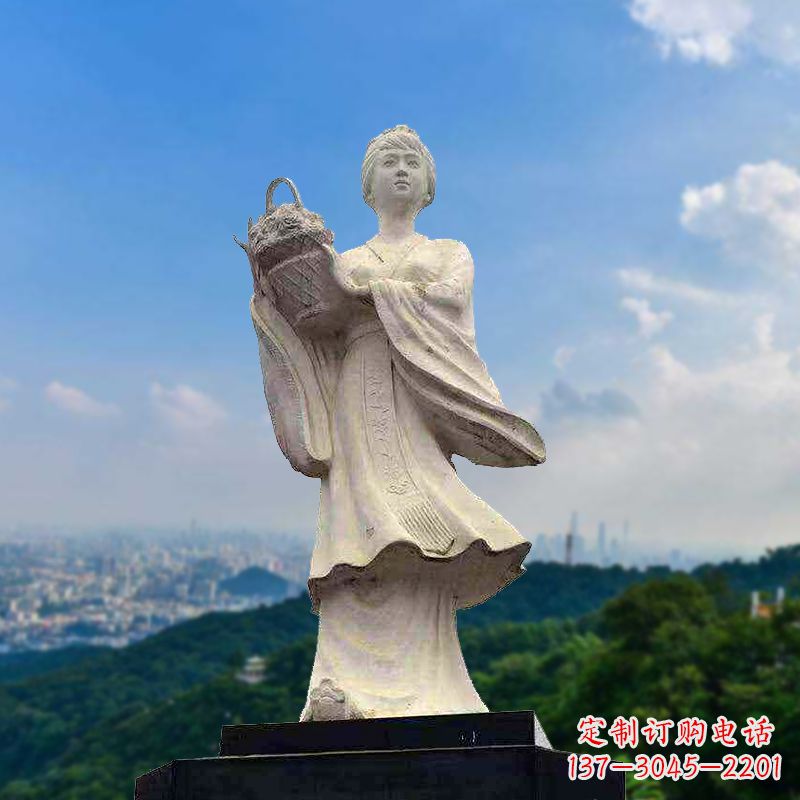 金华虞姬景观石雕像-景区园林古代美女雕塑