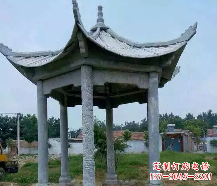 金华园林仿古六角凉亭景观石雕