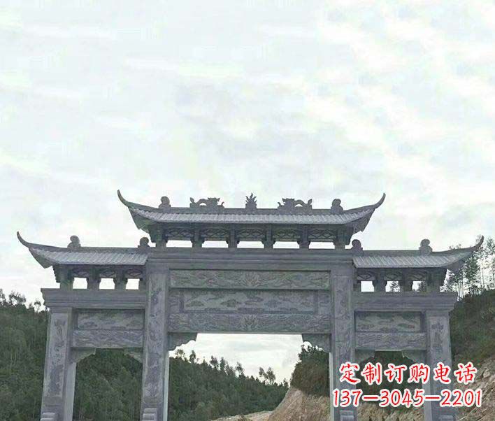 金华园林仿古三门石牌坊景观石雕