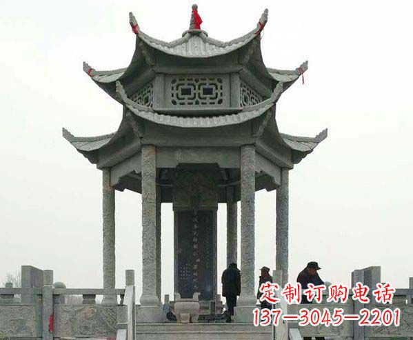 金华园林仿古双层石凉亭景观石雕