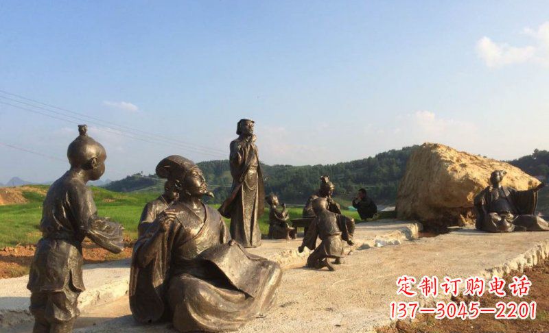 金华园林古代人物和玩耍的小孩小品铜雕