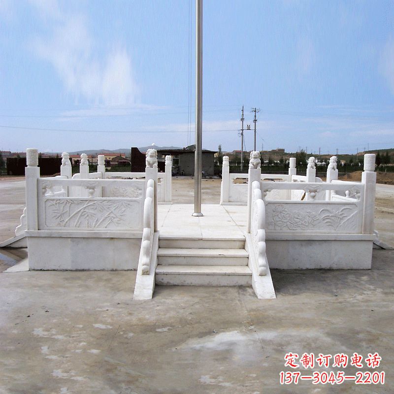 金华园林广场升旗台汉白玉石雕国旗台
