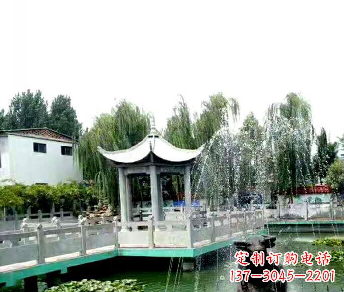 金华园林景观单层六角石雕凉亭