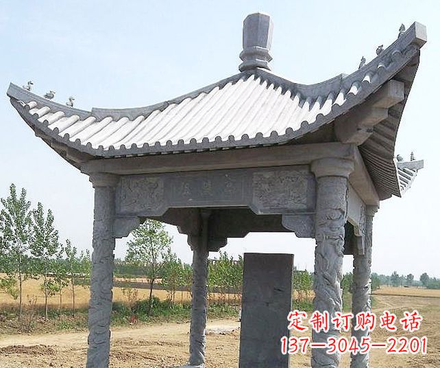 金华园林景观单层石雕凉亭 (4)