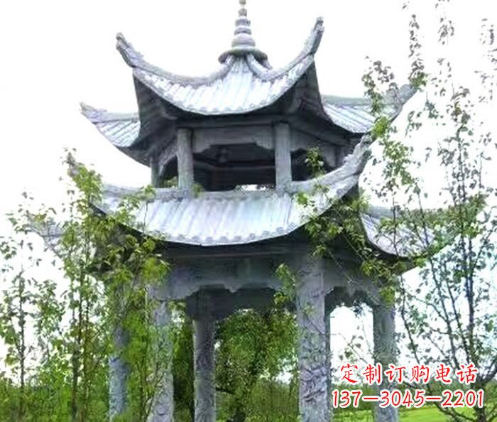 金华园林景观仿古六角石凉亭