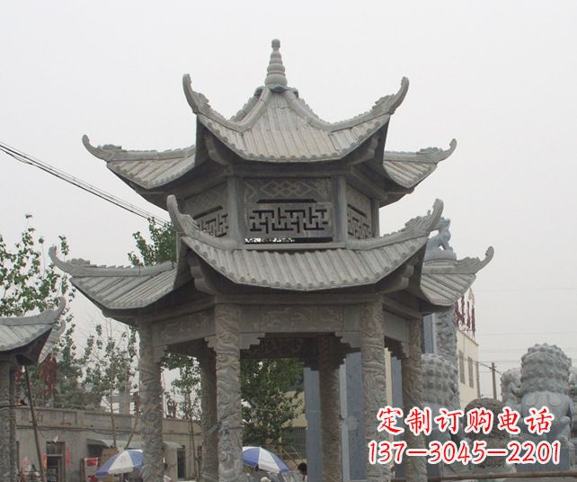 金华园林景观仿古石雕凉亭 (2)