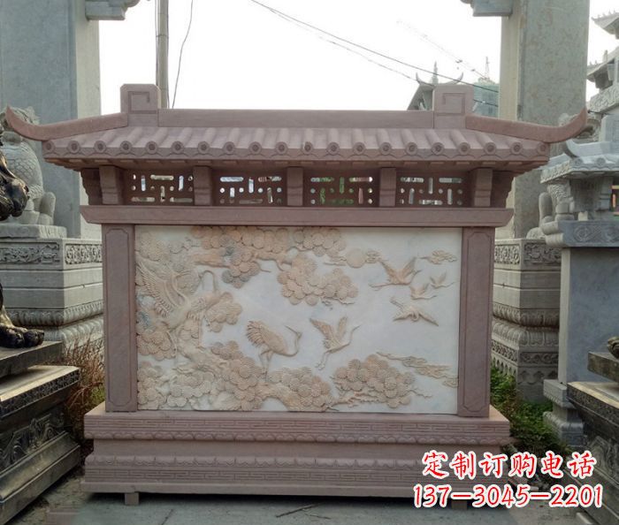 金华园林景观松鹤石浮雕影壁