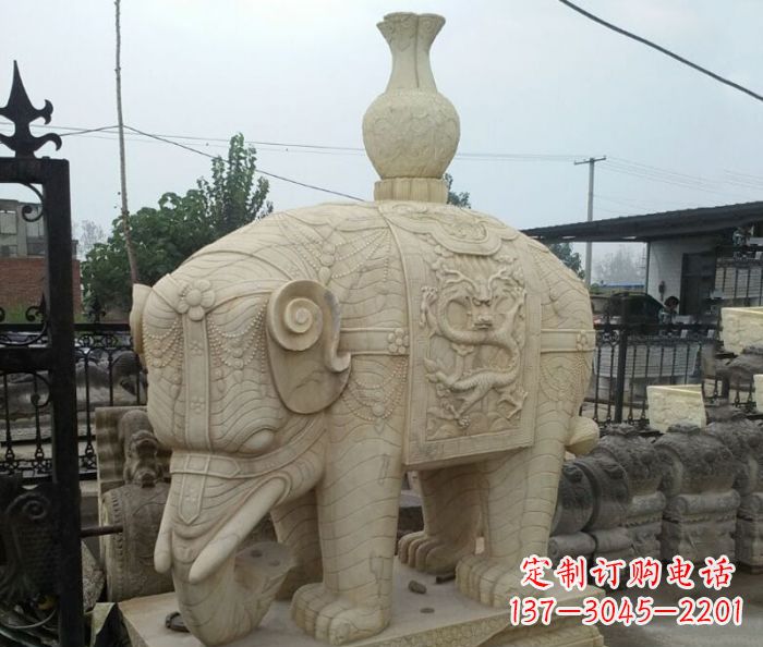 金华园林景观驮瓶大象石雕