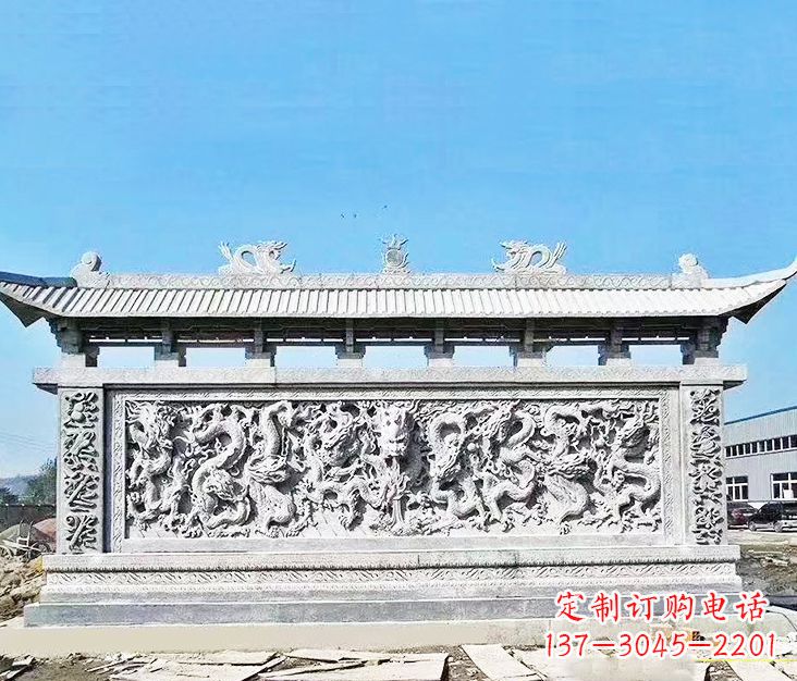 金华园林龙浮雕影壁墙景观石雕