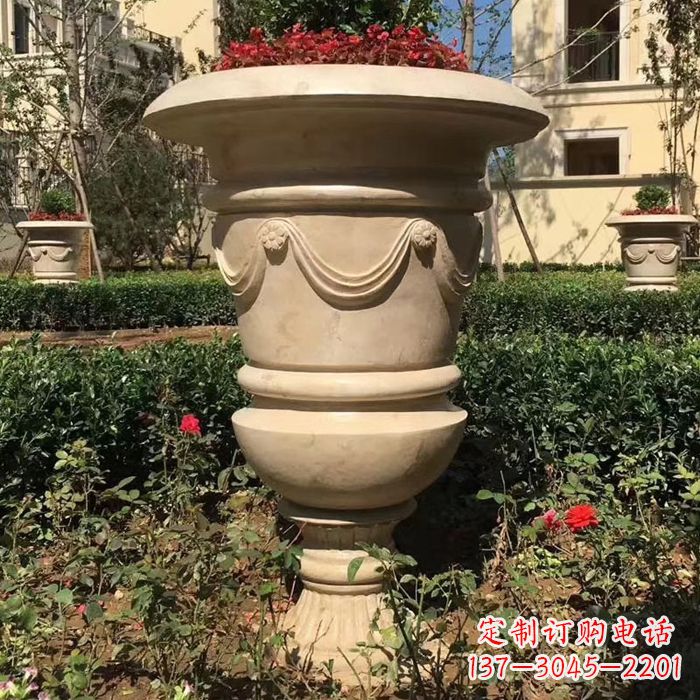 金华园林砂岩石雕花盆